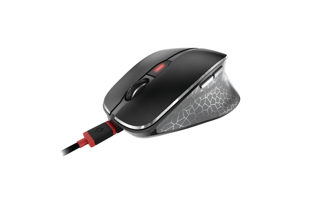 CHERRY MW 8C ERGO Ergonomische Maus – kabellos, 6 Tasten, für Rechtshänder, wiederaufladbar, schwarz/grau