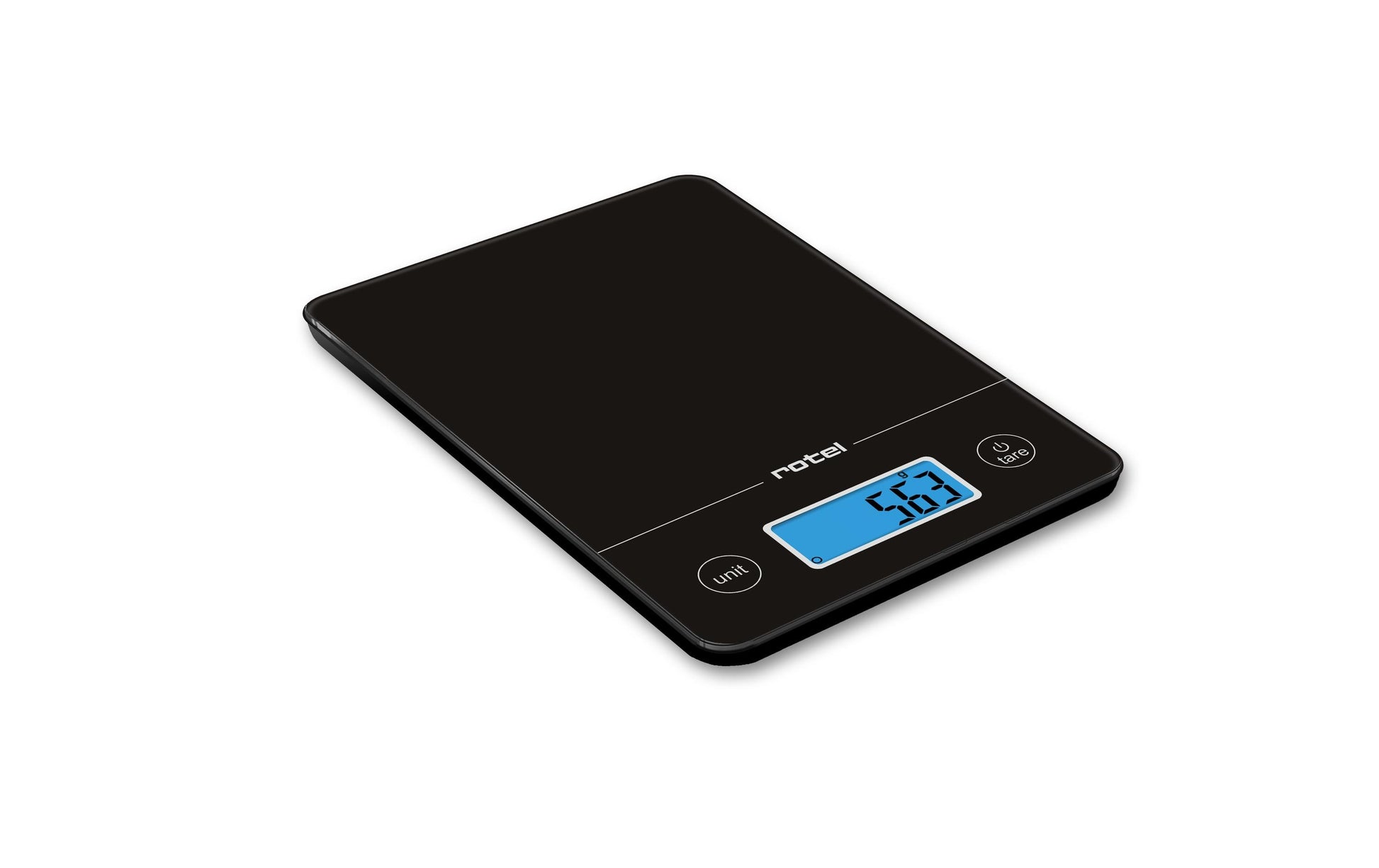 Rotel U4901CH – Digitale Küchenwaage – 5 kg, 1 g, Glas, Schwarz, rechteckig, mit Tara