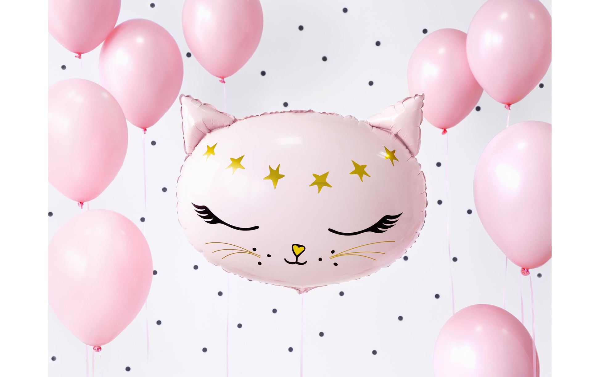 PartyDeco Folienballon Katze – Rosa – 48 × 36 cm – Folie – 1 Stk