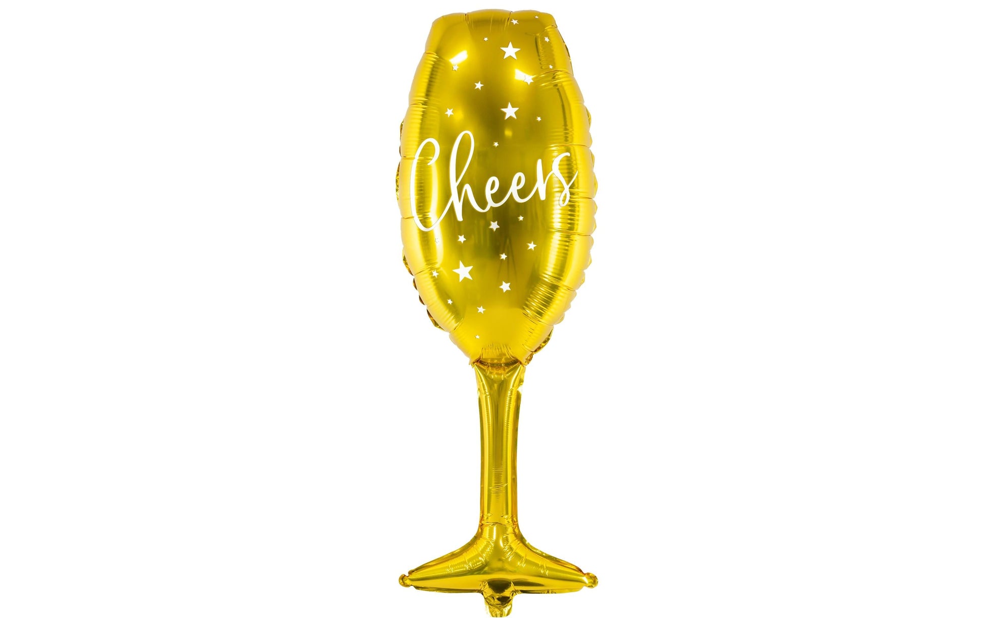 PartyDeco Folienballon Glas – Gold/Weiss – 28 × 80 cm – Folie – 1 Stk