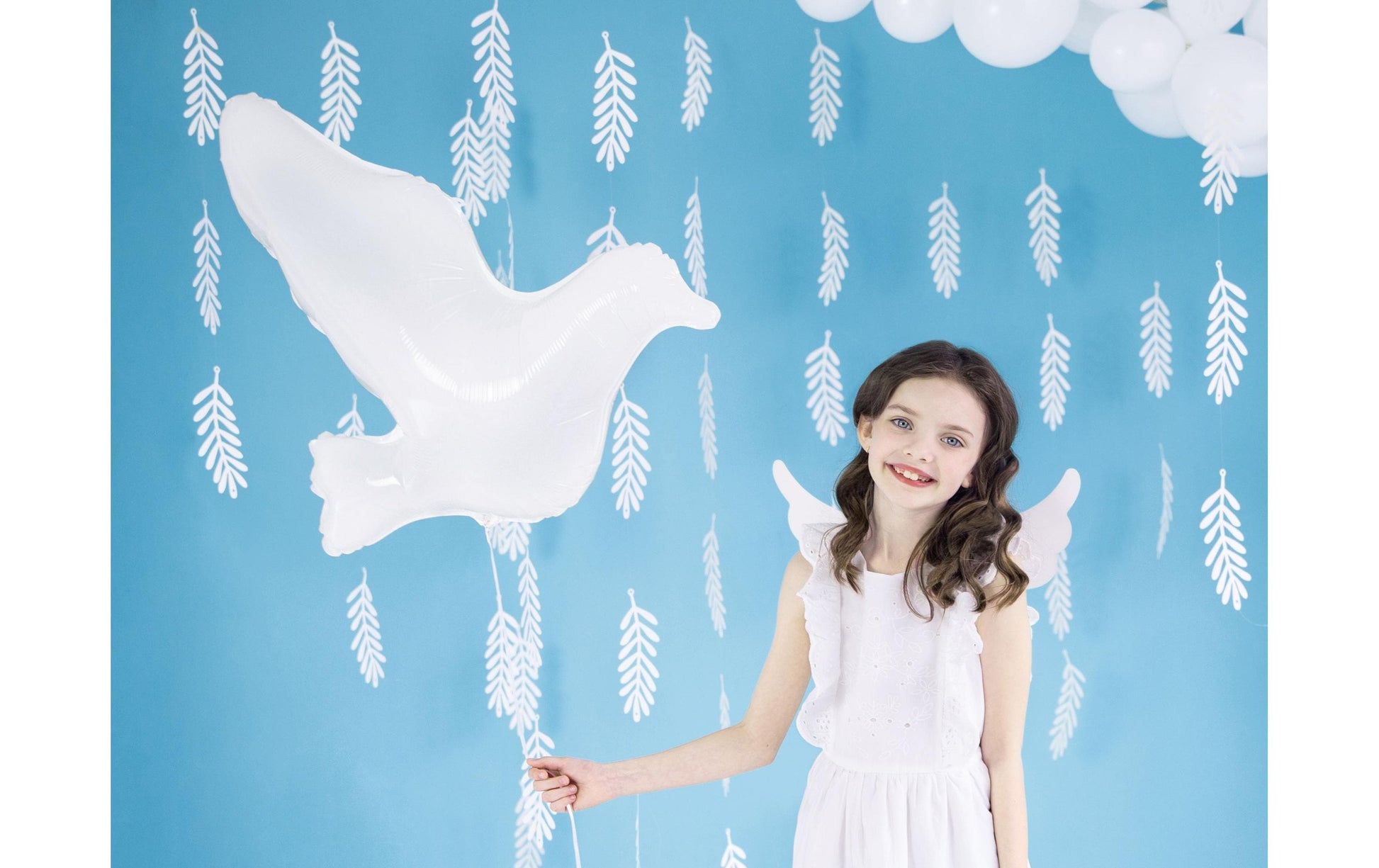 PartyDeco Folienballon Taube – Weiss – 77 × 66 cm – 1 Stk
