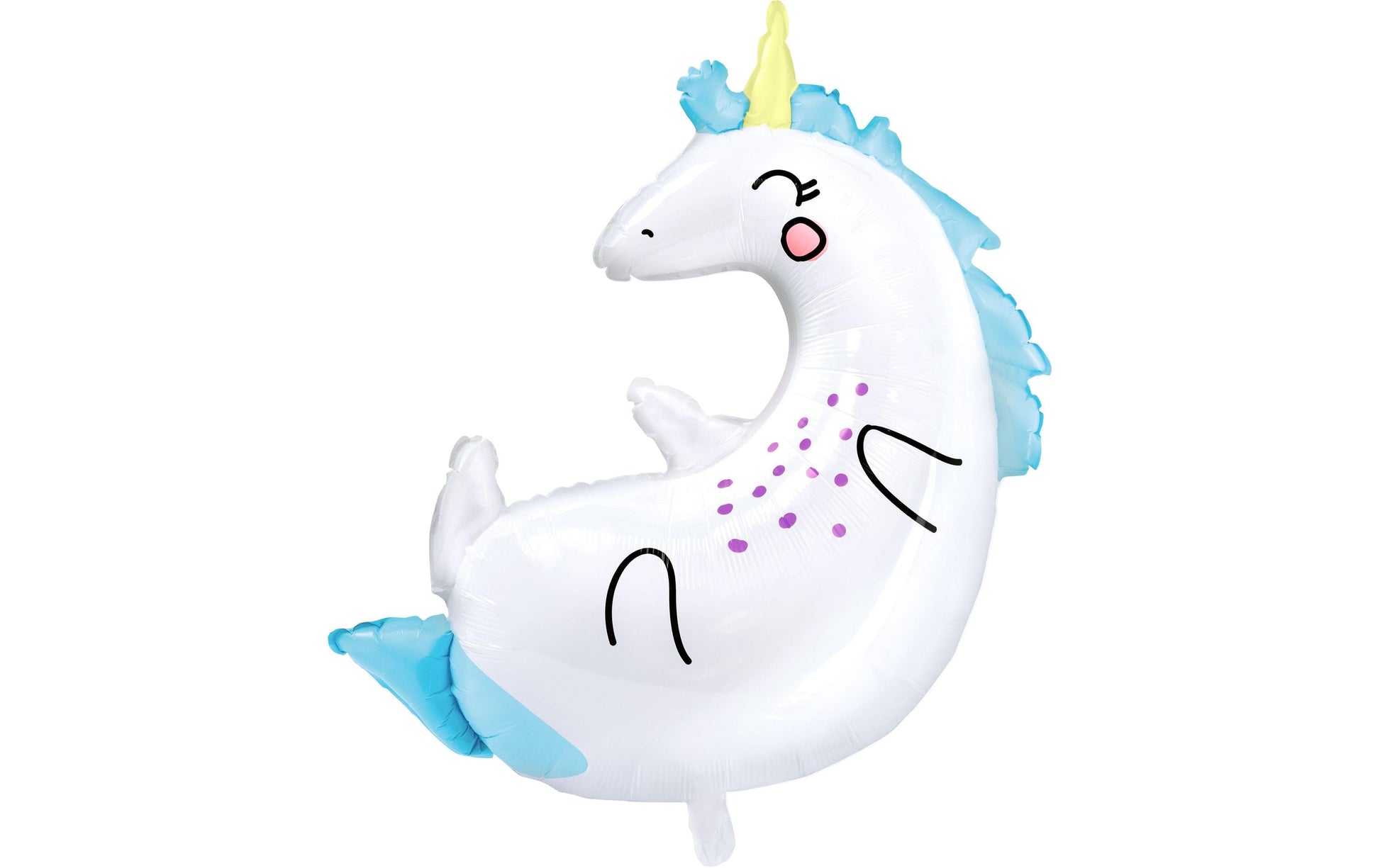 PartyDeco Folienballon Einhorn – Blau – 70 × 75 cm – Folie – 1 Stk – mit Helium befüllbar