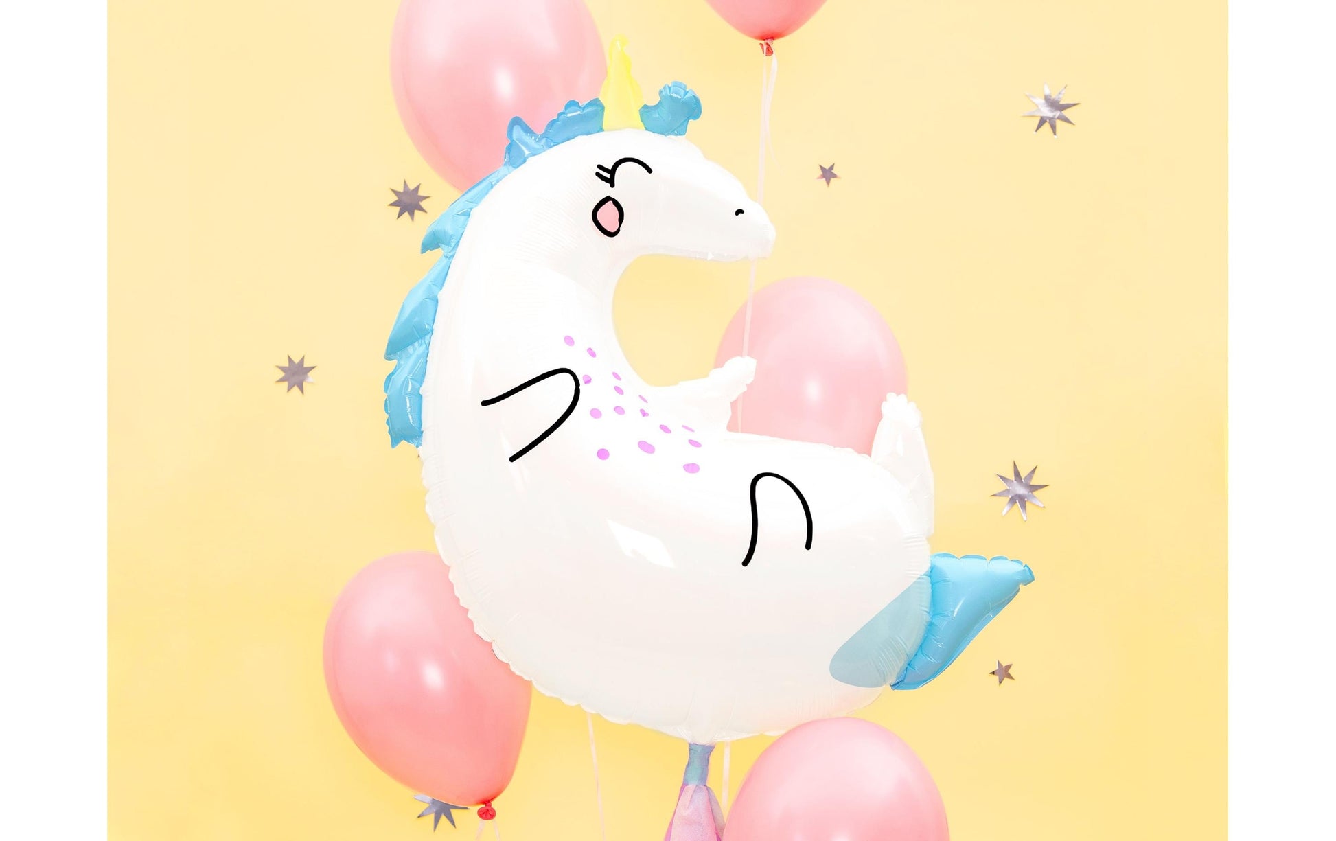 PartyDeco Folienballon Einhorn – Blau – 70 × 75 cm – Folie – 1 Stk – mit Helium befüllbar