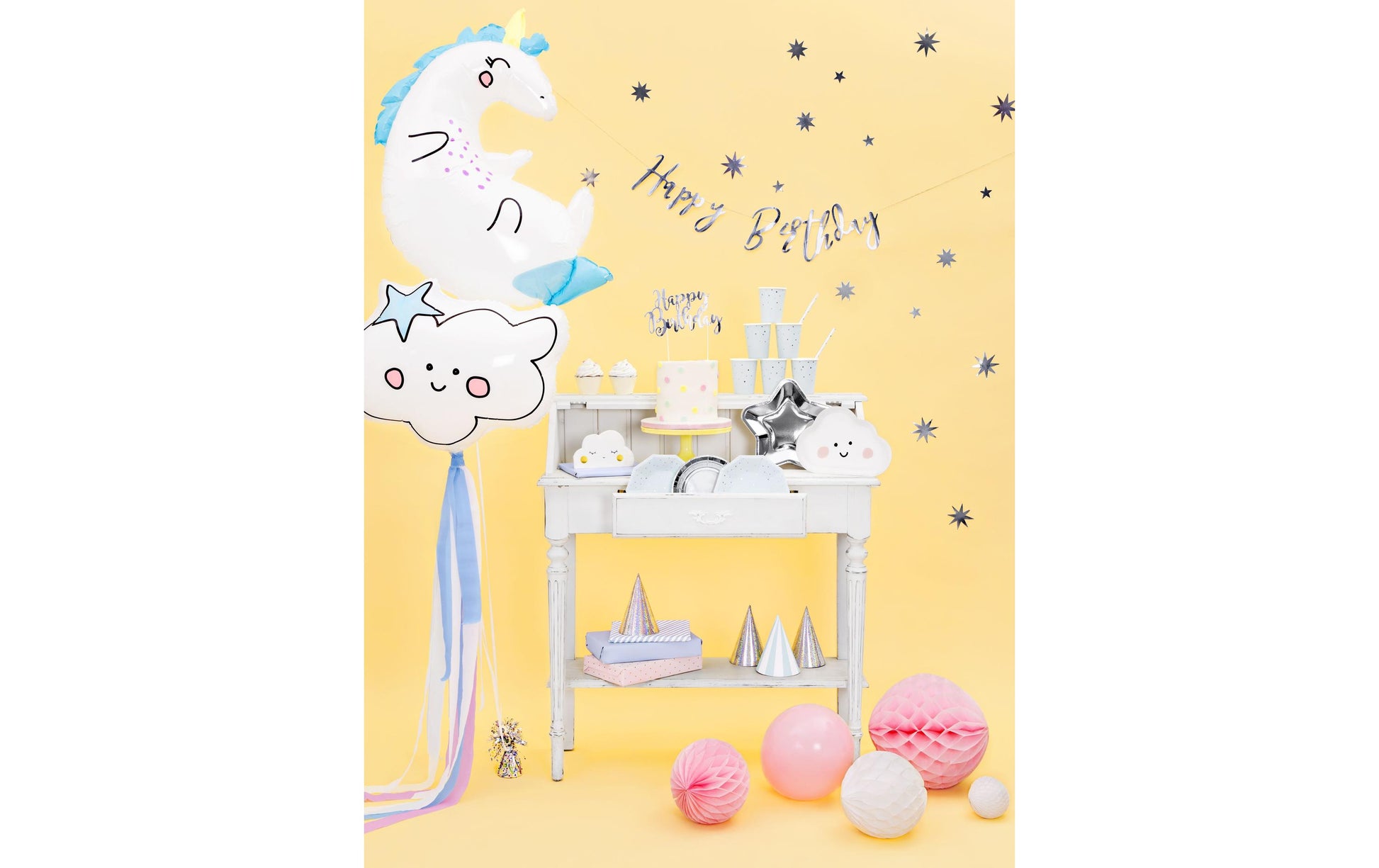 PartyDeco Folienballon Einhorn – Blau – 70 × 75 cm – Folie – 1 Stk – mit Helium befüllbar