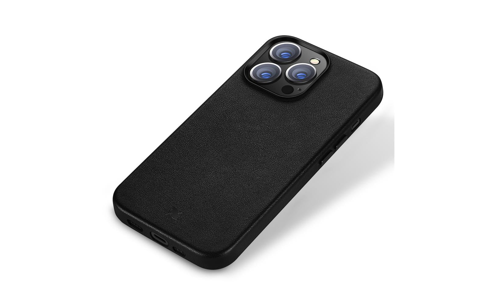 nevox StyleShell PRO Backcover – für Apple iPhone 15 Pro, MagSafe, Leder+Mikrofaser+PC, Schwarz