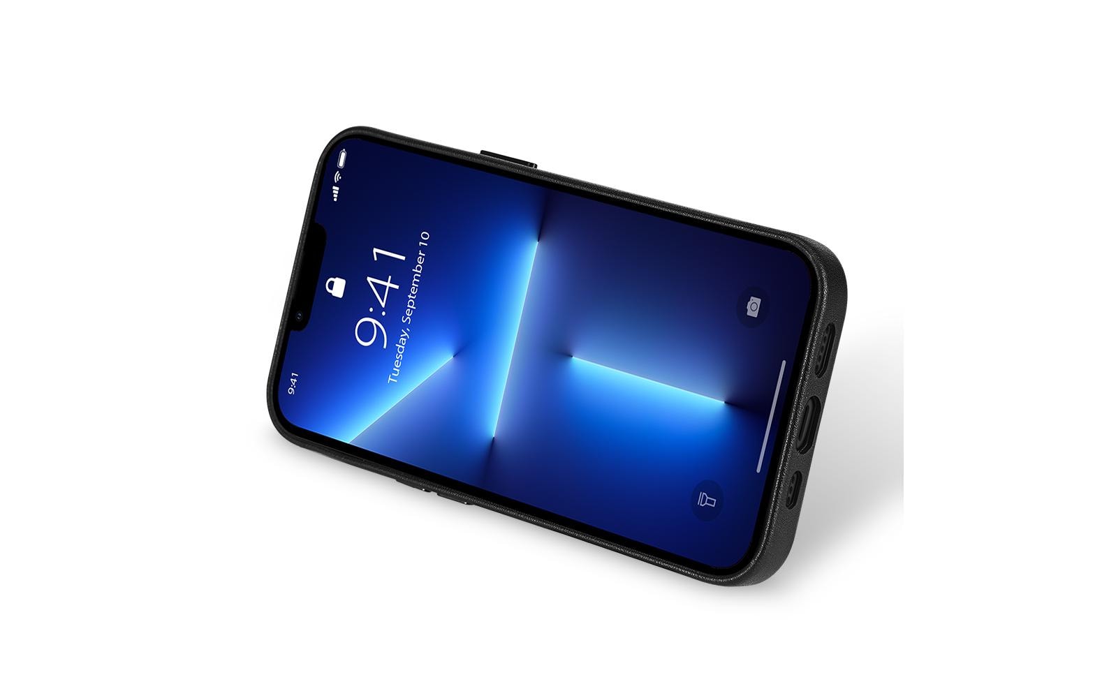 nevox StyleShell PRO Backcover – für Apple iPhone 15 Pro, MagSafe, Leder+Mikrofaser+PC, Schwarz