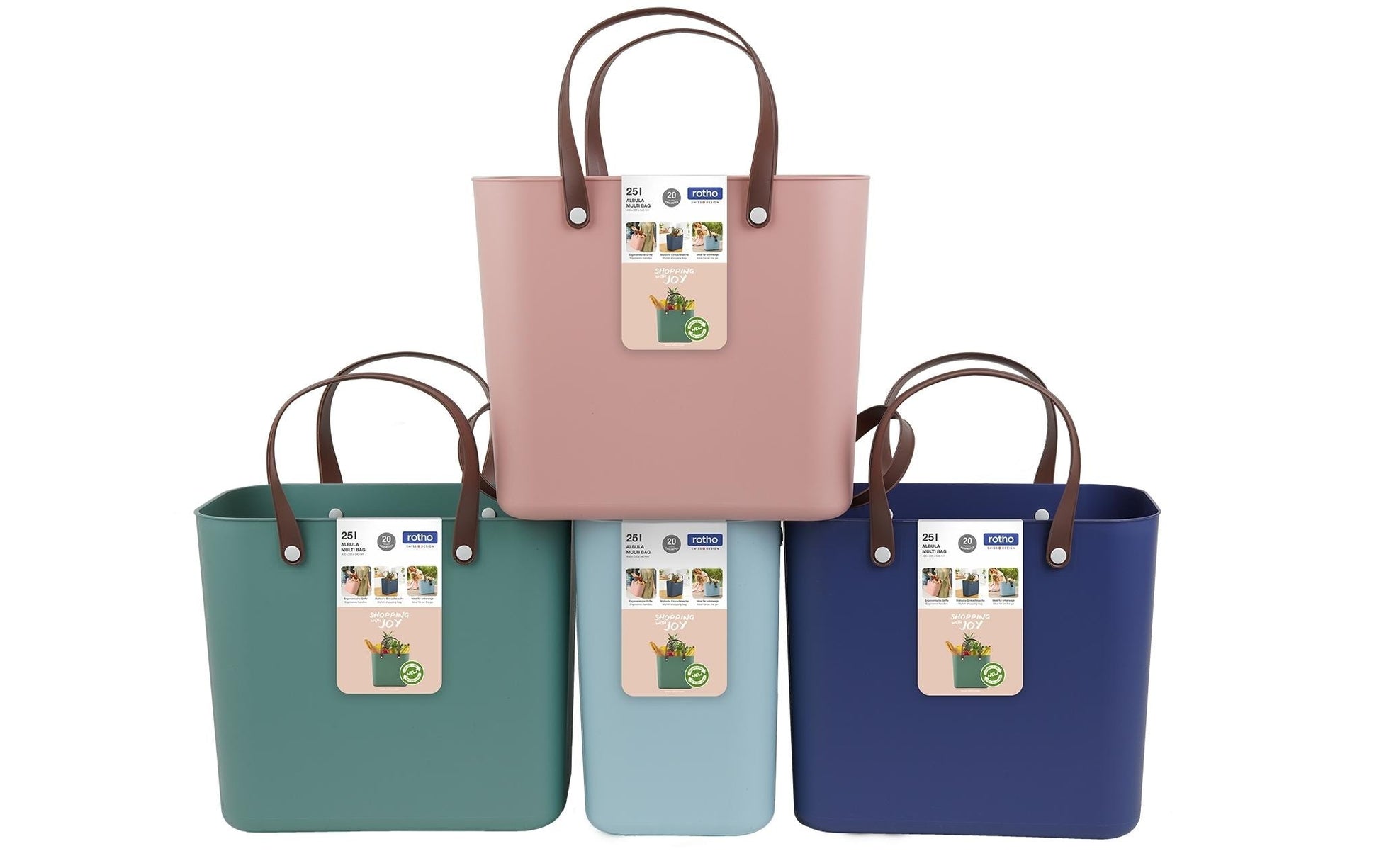Rotho Einkaufstasche Multibag Style Albula – 25 l – 40 × 43 × 23,5 cm – Kunststoff – Mistelgrün
