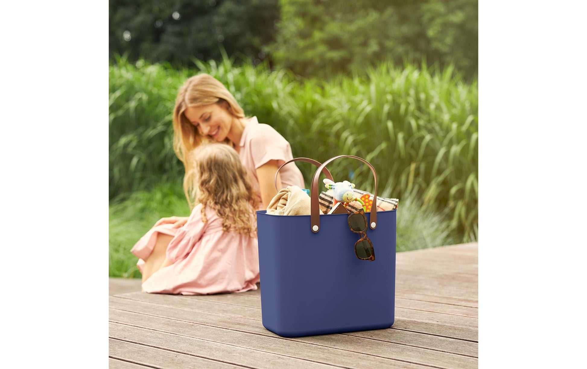 Rotho Einkaufstasche Multibag Style Albula – 25 l – 40 × 43 × 23,5 cm – Kunststoff – Dunkelblau Iris