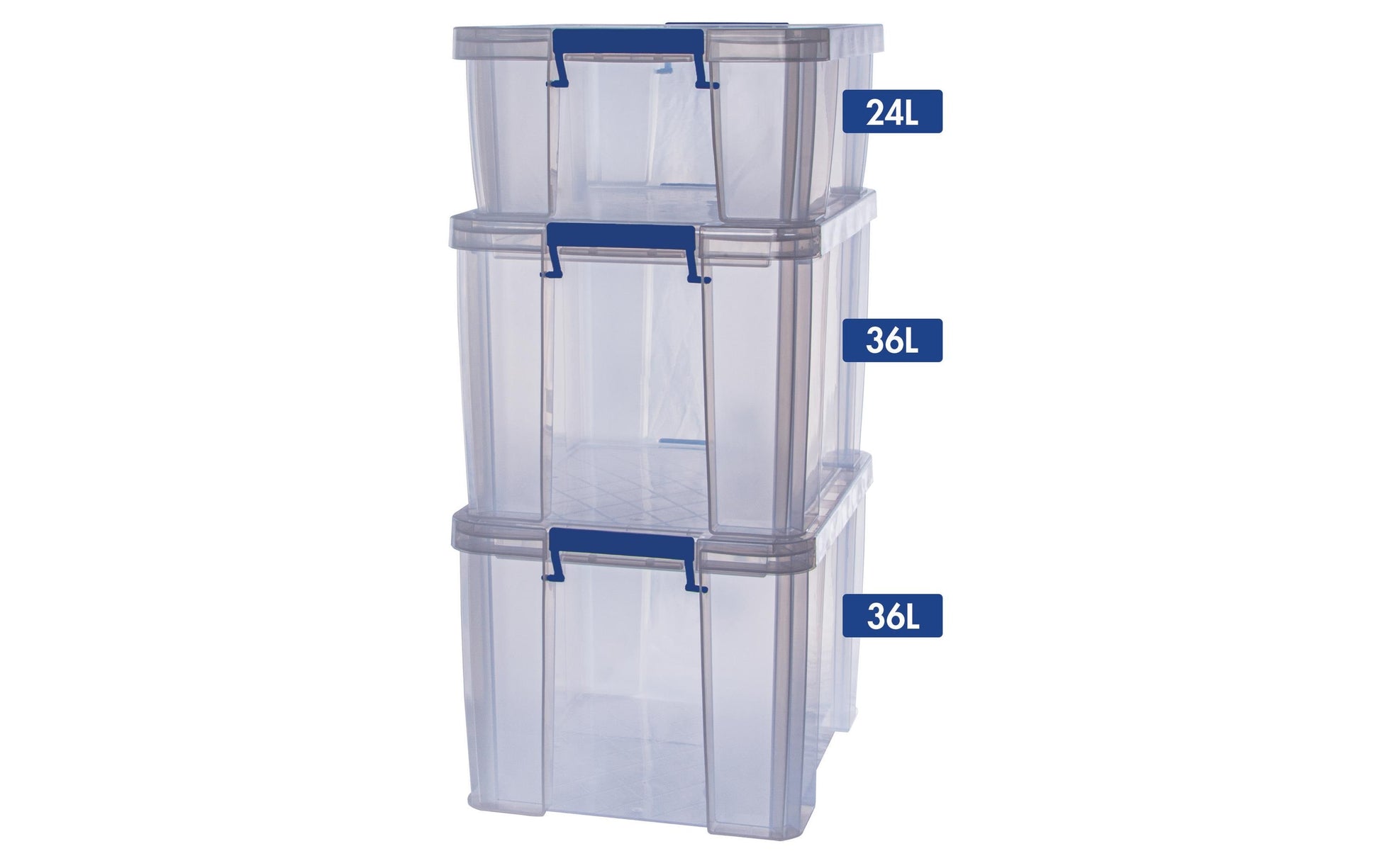 Fellowes Aufbewahrungsbox – Kunststoff, Transparent, 47,5 × 31,5 × 38 cm – 3er-Pack