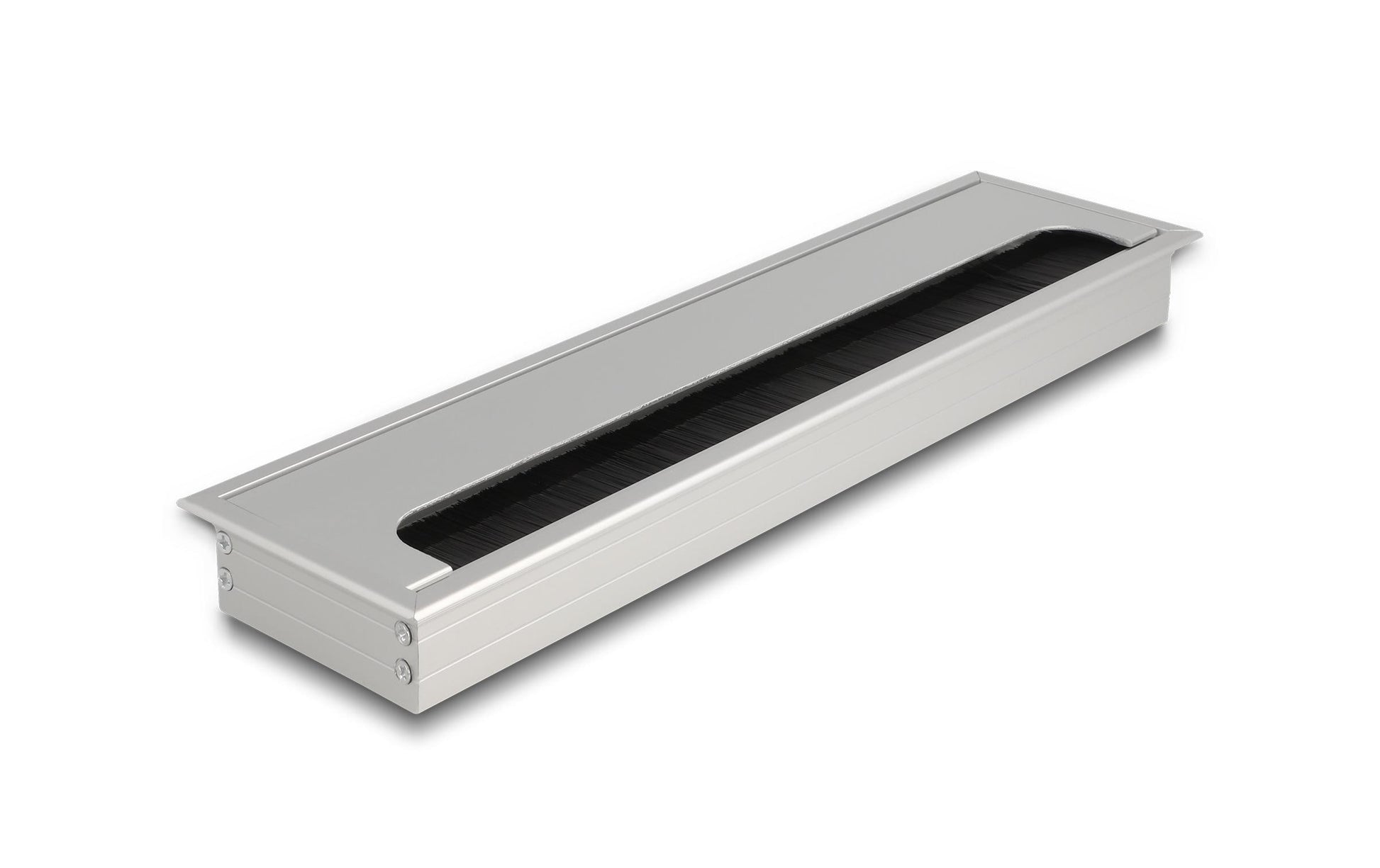 DeLOCK Kabeldurchführung Einbaurahmen mit Bürste, Montageset, Einbau, 300×80×28 mm – Silber