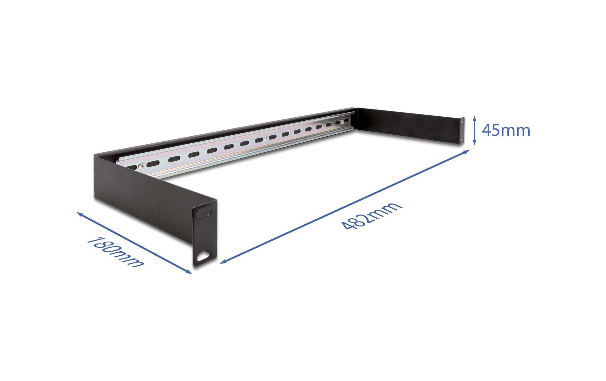 DeLOCK 19" 1U Rangierpanel, Kabelschiene, inkl. Montageset (4 Schrauben), Metall, 482×180×45 mm – Schwarz