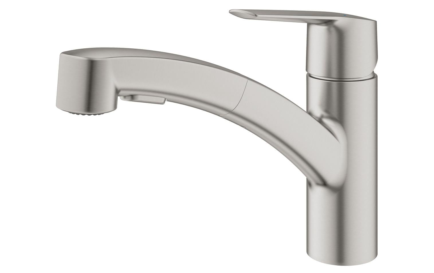 GROHE Start – Einhebelmischer, ausziehbare Brause, 2 Strahlarten, Messing, Supersteel