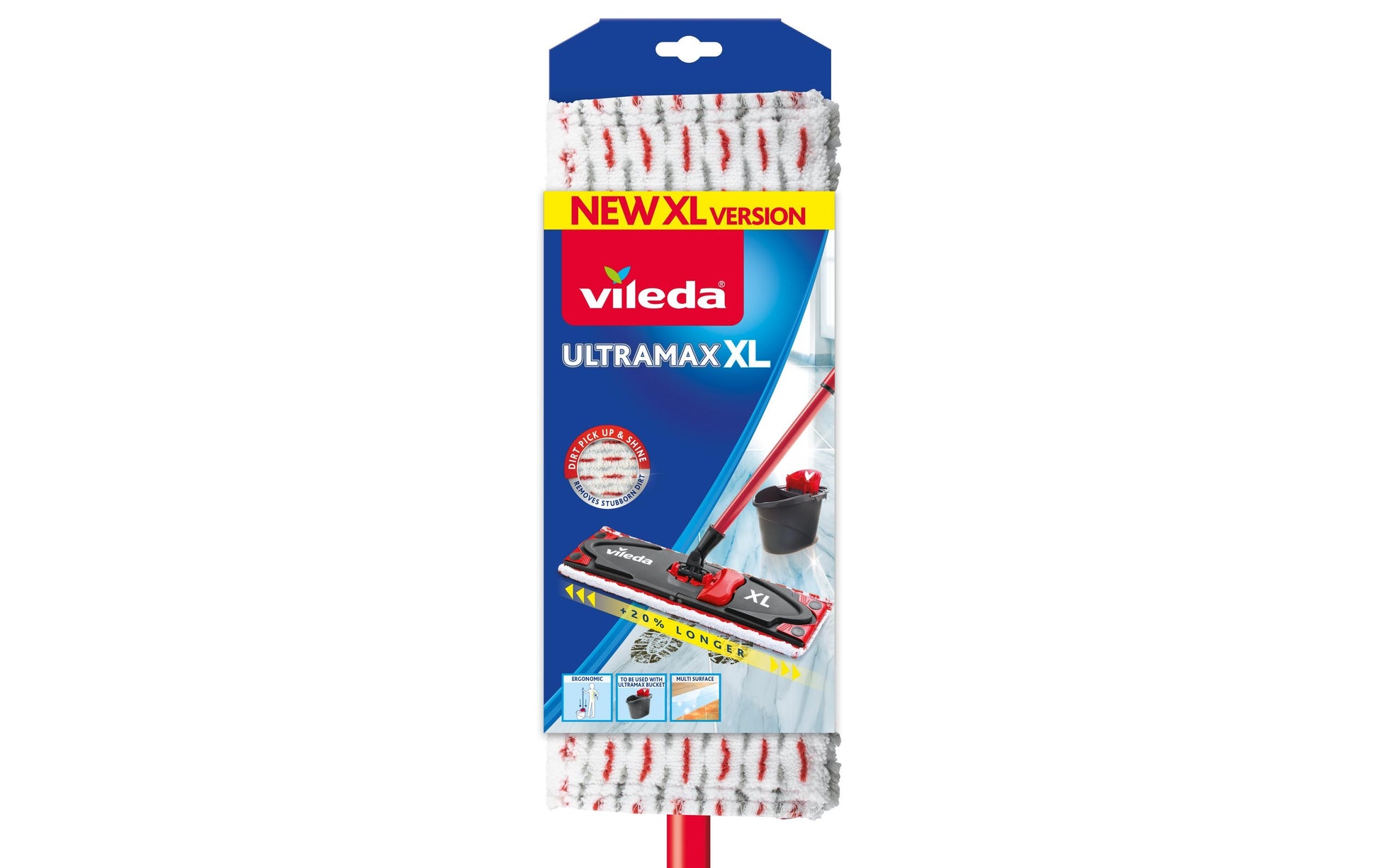 Vileda UltraMat XL – Bodenwischer – Wischbreite 42 cm, Teleskopstiel, Weiss
