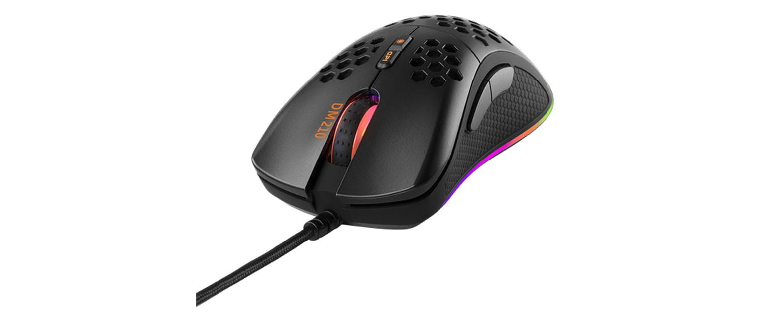 Deltaco Gaming DM210 RGB – Gaming-Maus – Kabelgebunden (USB-A), 6400 DPI, Rechtshänder, Schwarz