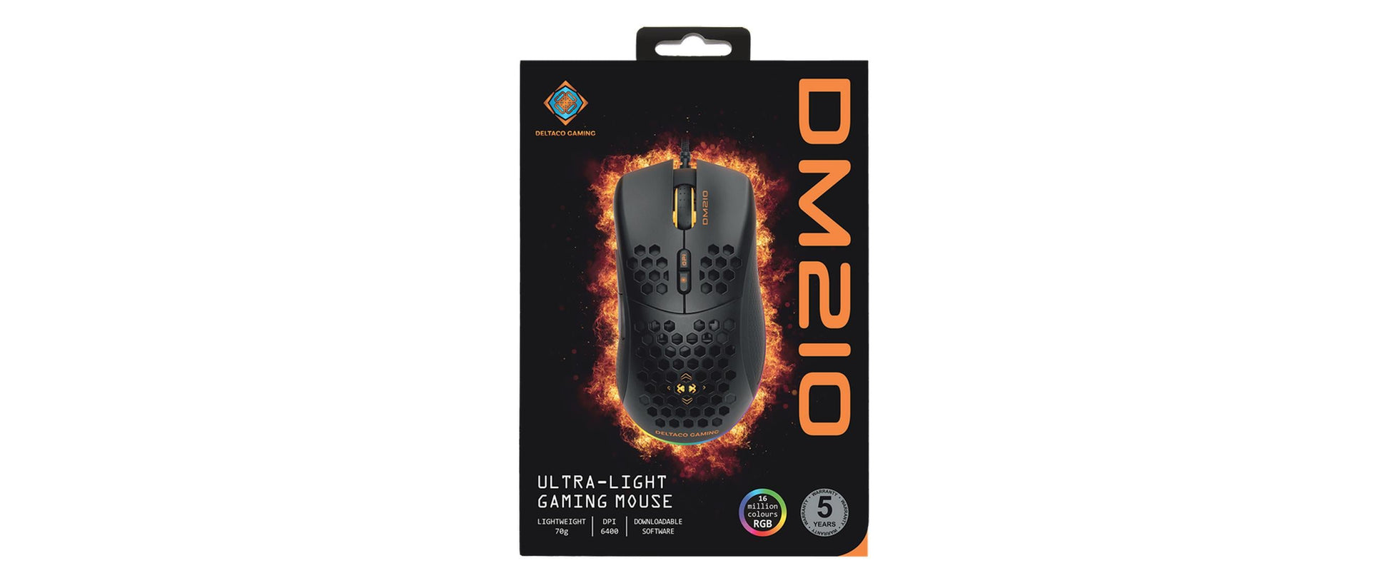 Deltaco Gaming DM210 RGB – Gaming-Maus – Kabelgebunden (USB-A), 6400 DPI, Rechtshänder, Schwarz