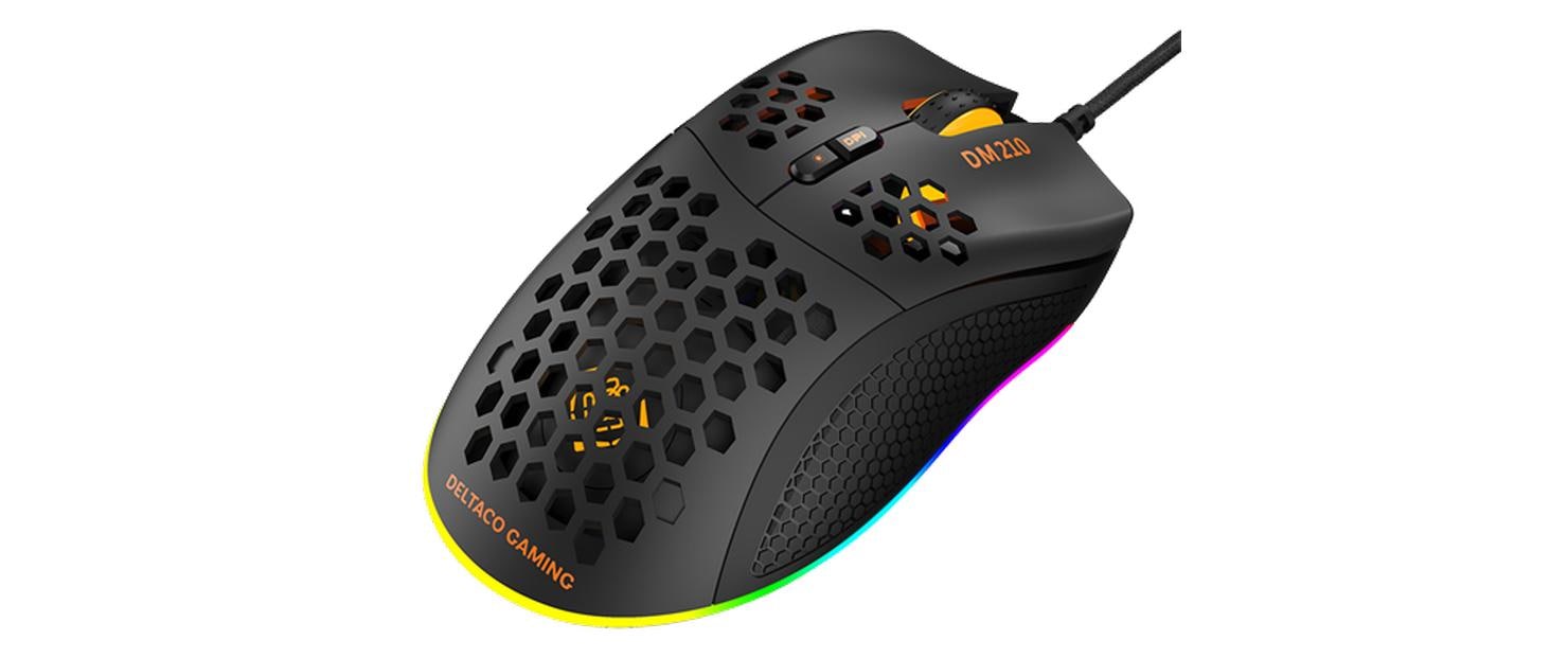 Deltaco Gaming DM210 RGB – Gaming-Maus – Kabelgebunden (USB-A), 6400 DPI, Rechtshänder, Schwarz