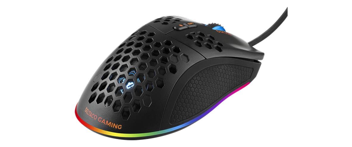 Deltaco Gaming DM210 RGB – Gaming-Maus – Kabelgebunden (USB-A), 6400 DPI, Rechtshänder, Schwarz