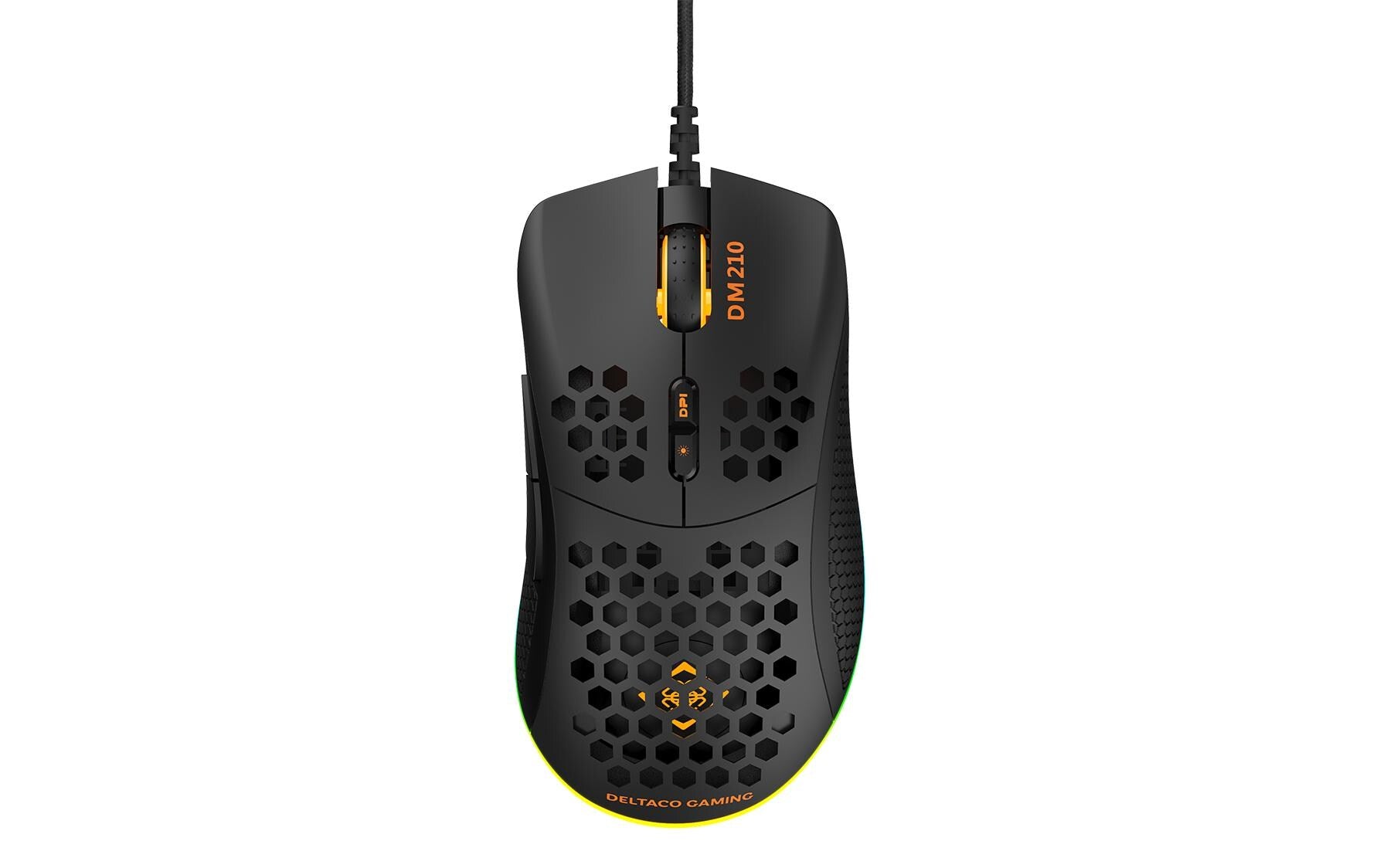 Deltaco Gaming DM210 RGB – Gaming-Maus – Kabelgebunden (USB-A), 6400 DPI, Rechtshänder, Schwarz