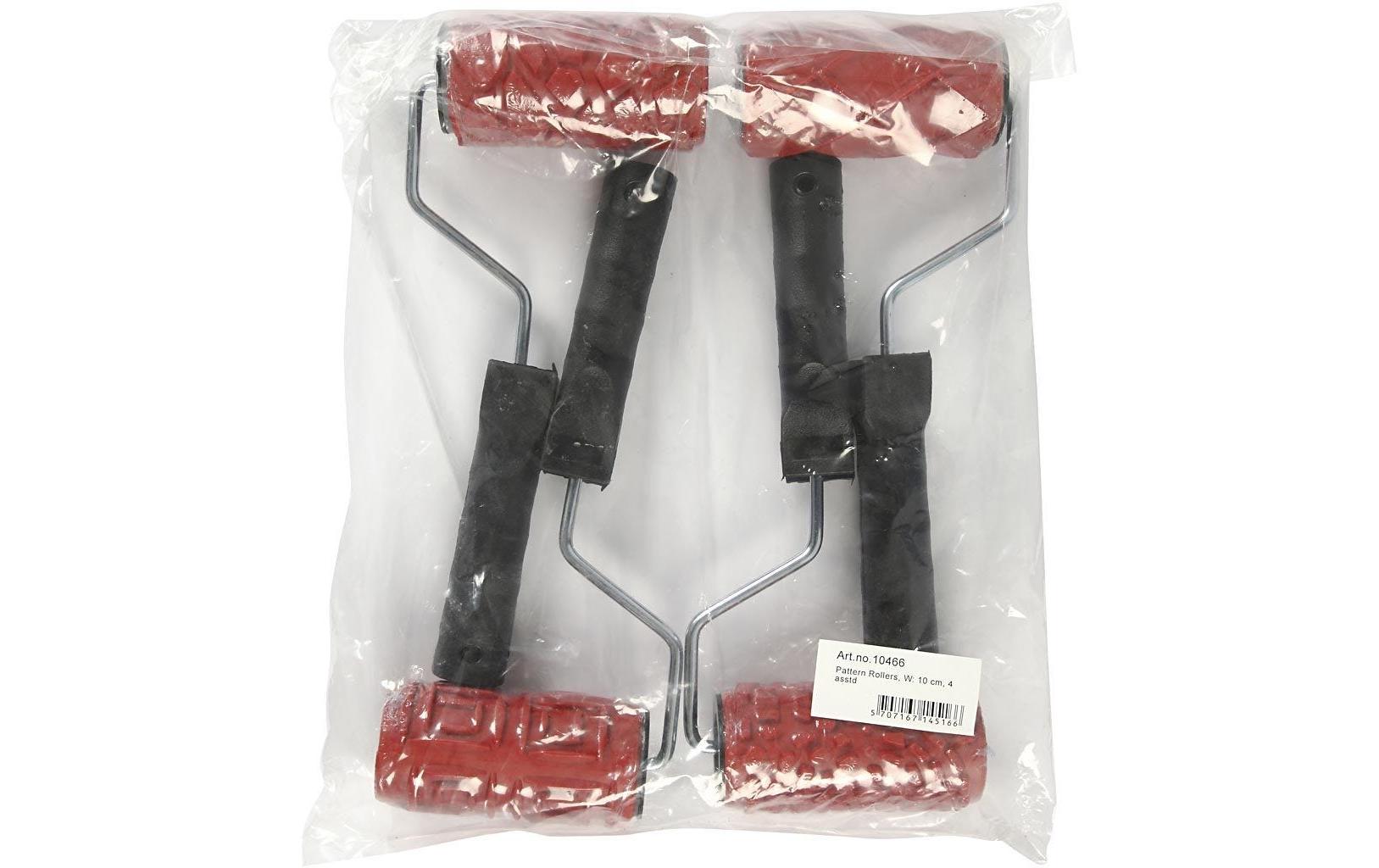 Creativ Company Farbwalzenset – Gummi, Breite 100 mm, Schwarz, Rot, 4er-Set