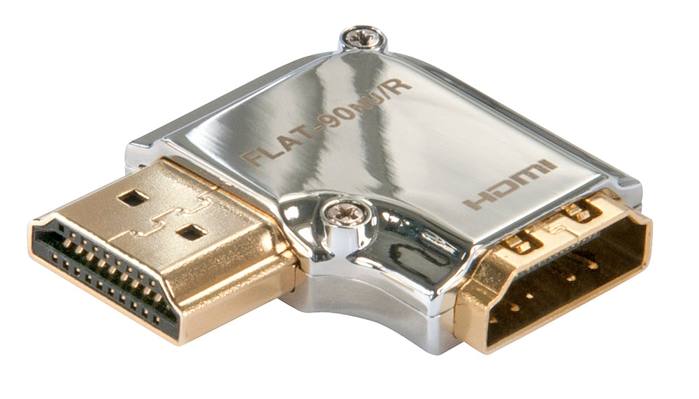 Lindy HDMI (Stecker) auf HDMI (Buchse) Adapter, rechts abgewinkelt 90°, CROMO