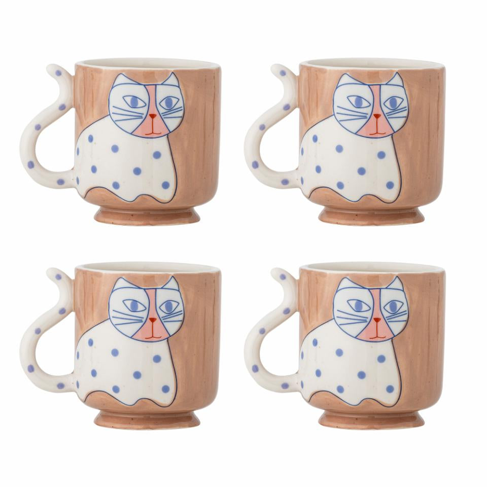 Bloomingville Missy Tasse – 0,33 l, Steinzeug, Braun, Weiss, Spülmaschinengeeignet, Mikrowellengeeignet