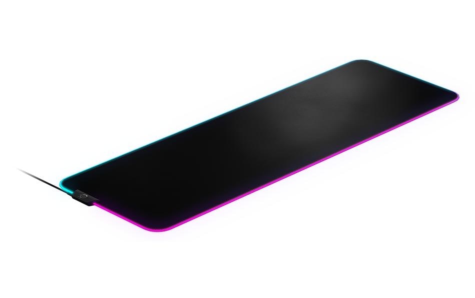 SteelSeries QcK Prism Cloth XL Gaming-Mauspad – RGB, gestickte Kanten, Anti-Rutsch-Basis, waschbar, schwarz