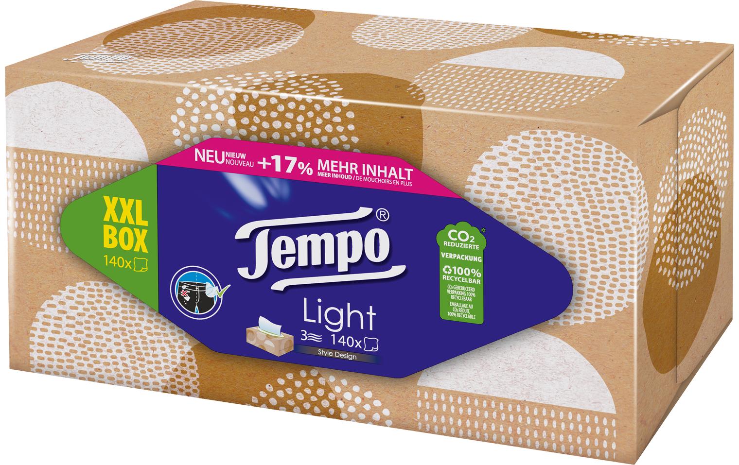 Tempo XXL Light Kosmetiktücher Box – 3-lagig – 140 Tücher