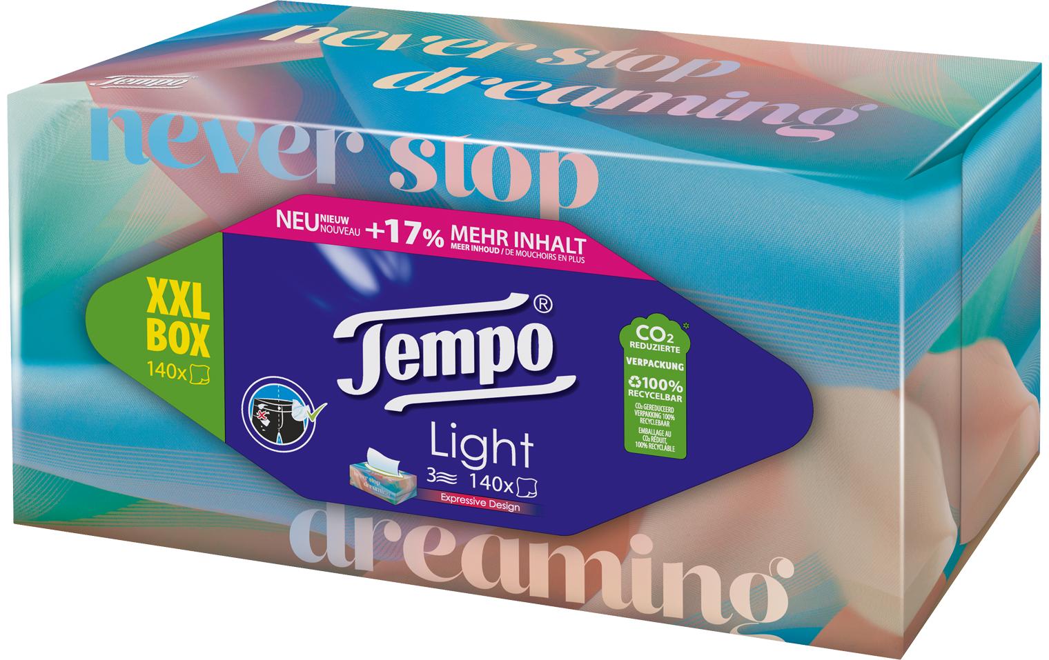 Tempo XXL Light Kosmetiktücher Box – 3-lagig – 140 Tücher