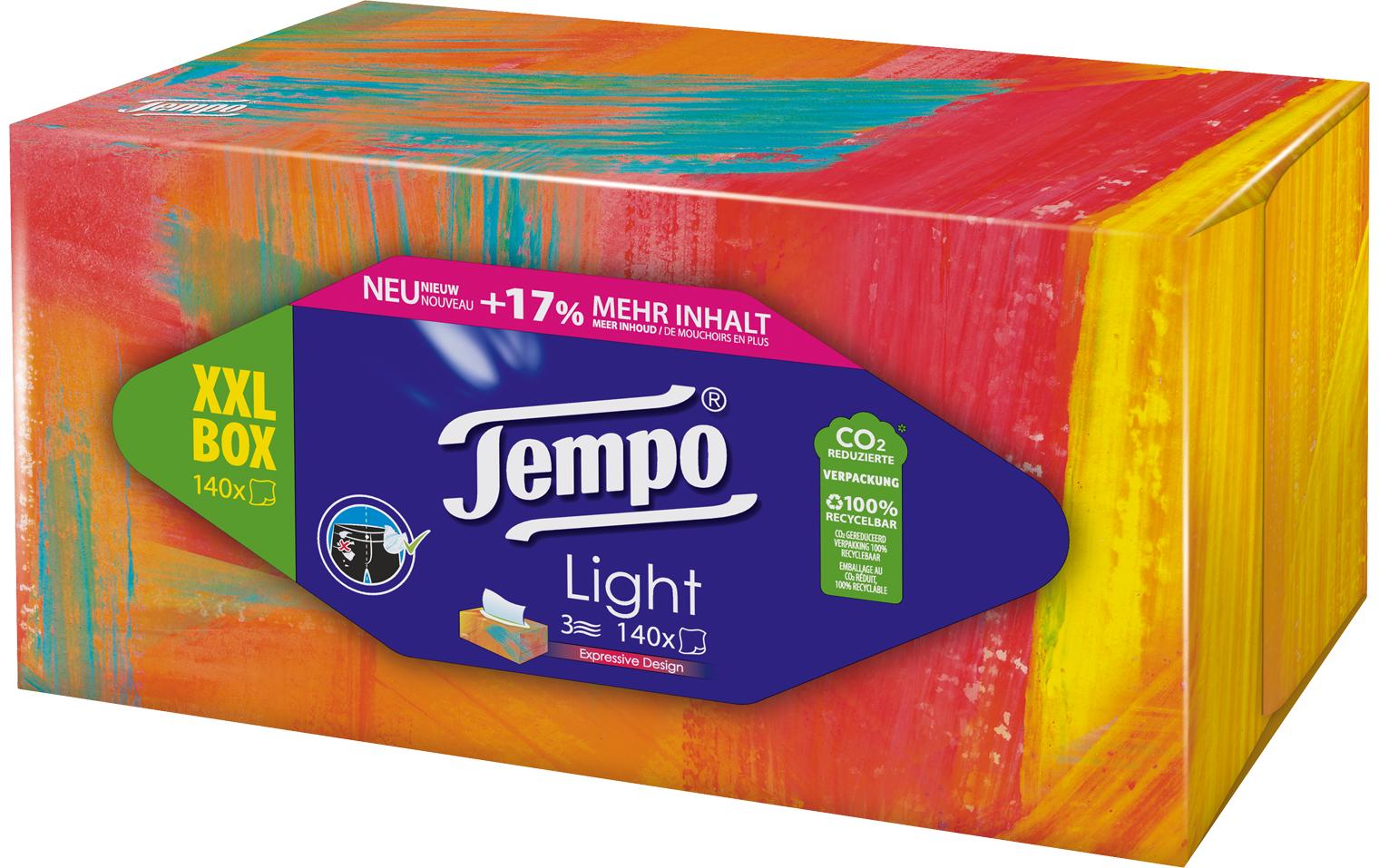Tempo XXL Light Kosmetiktücher Box – 3-lagig – 140 Tücher