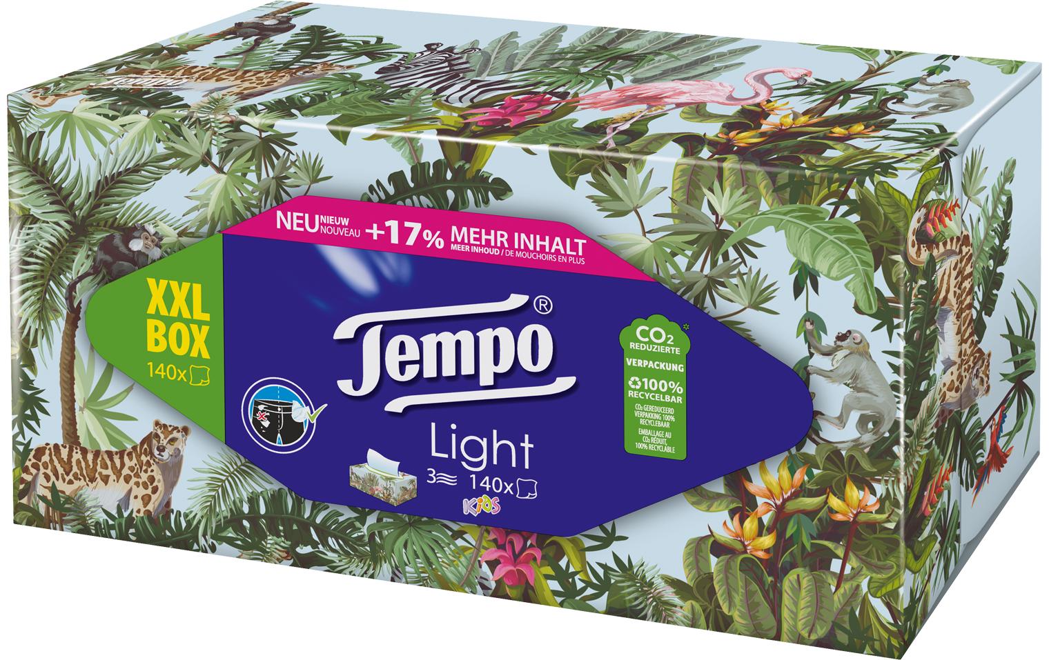 Tempo XXL Light Kosmetiktücher Box – 3-lagig – 140 Tücher