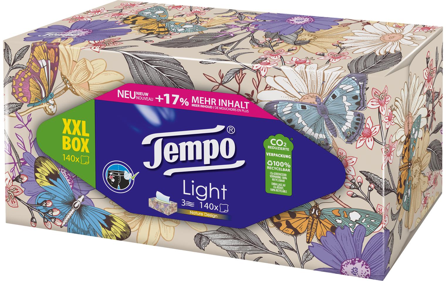Tempo XXL Light Kosmetiktücher Box – 3-lagig – 140 Tücher