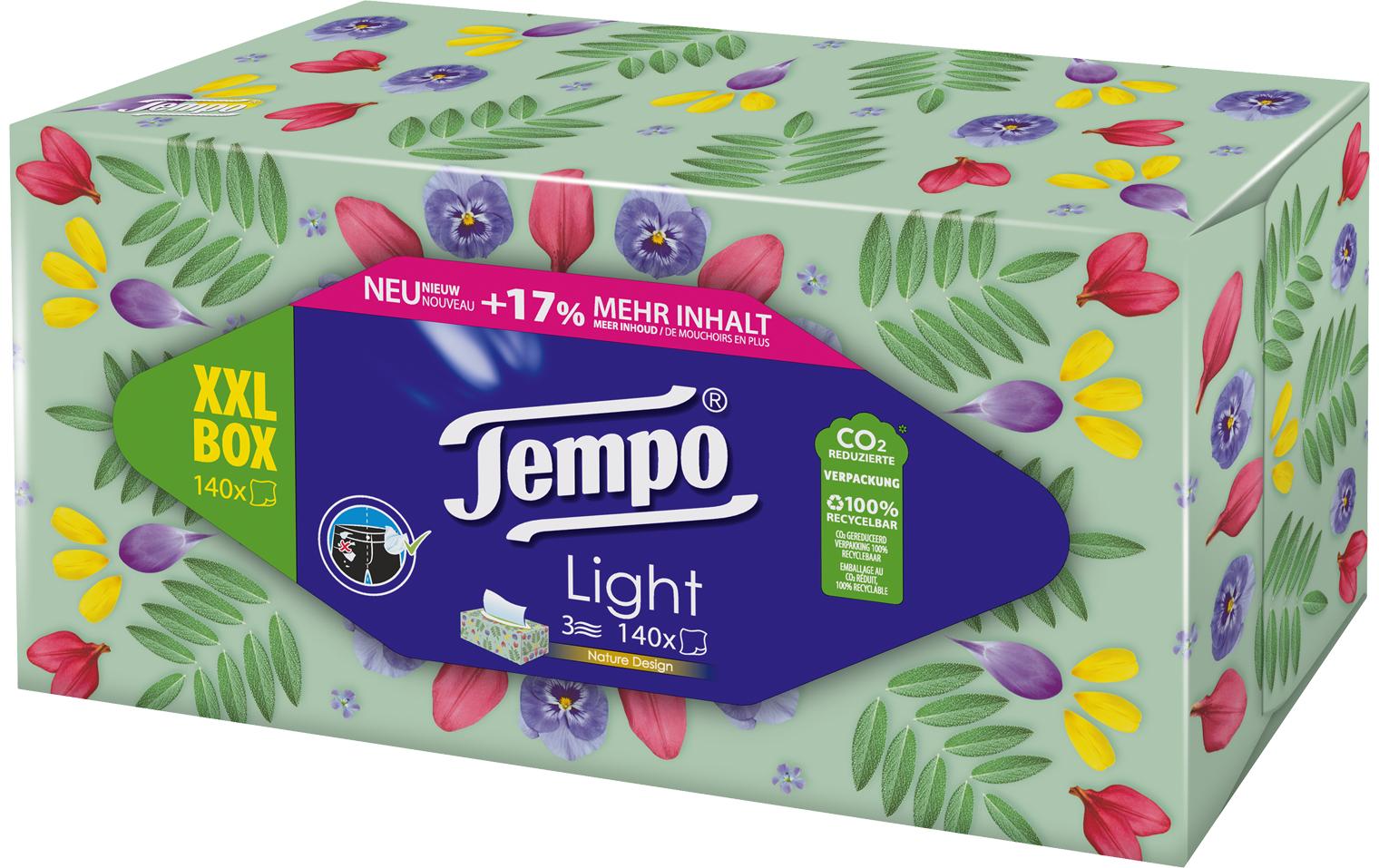 Tempo XXL Light Kosmetiktücher Box – 3-lagig – 140 Tücher