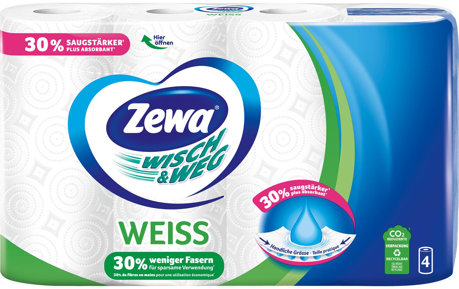 Zewa Haushaltspapier – Weiss – Rolle 48 Blatt – Pack 4 Rollen