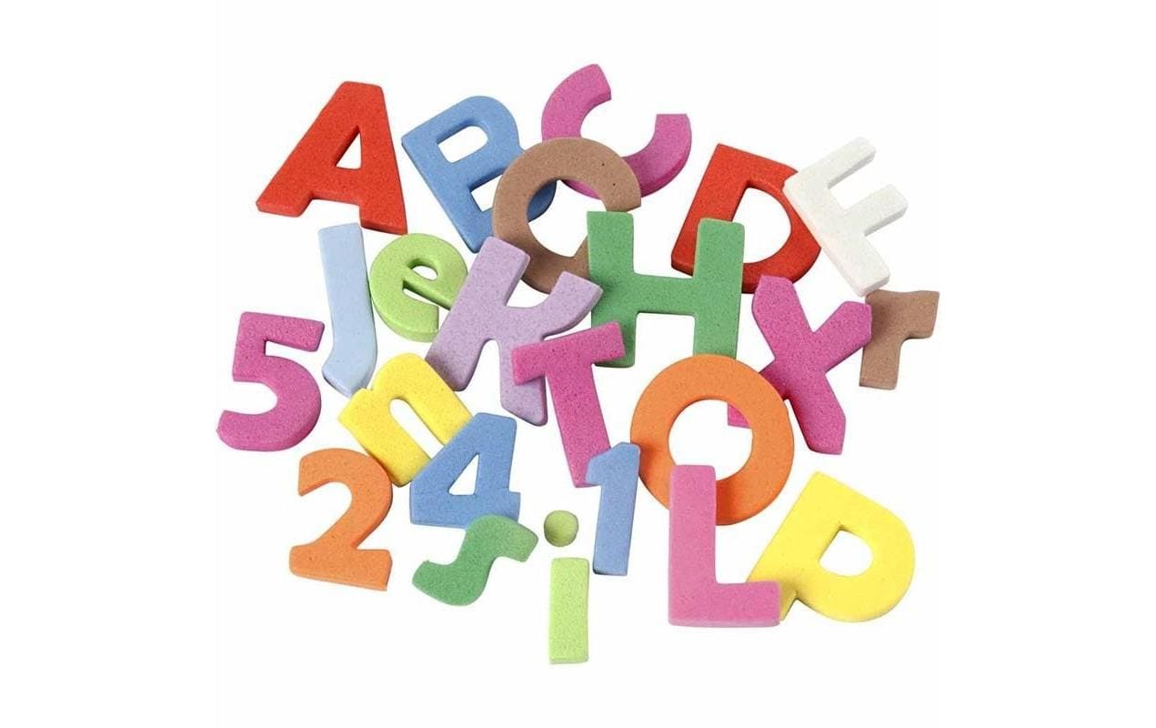 Creativ Company Moosgummi-Buchstaben & Zahlen, selbstklebend, mehrfarbig, Höhe 20 mm, Dicke 3 mm, 24 Stk.