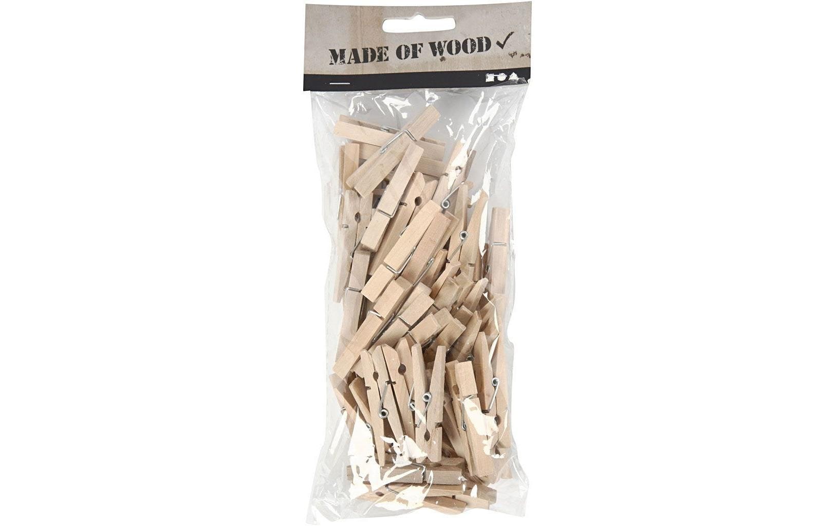 Creativ Company Holzklammer, Holz (Birke), Braun, 0,6 × 0,6 × 4,8 cm, 50 Stk.