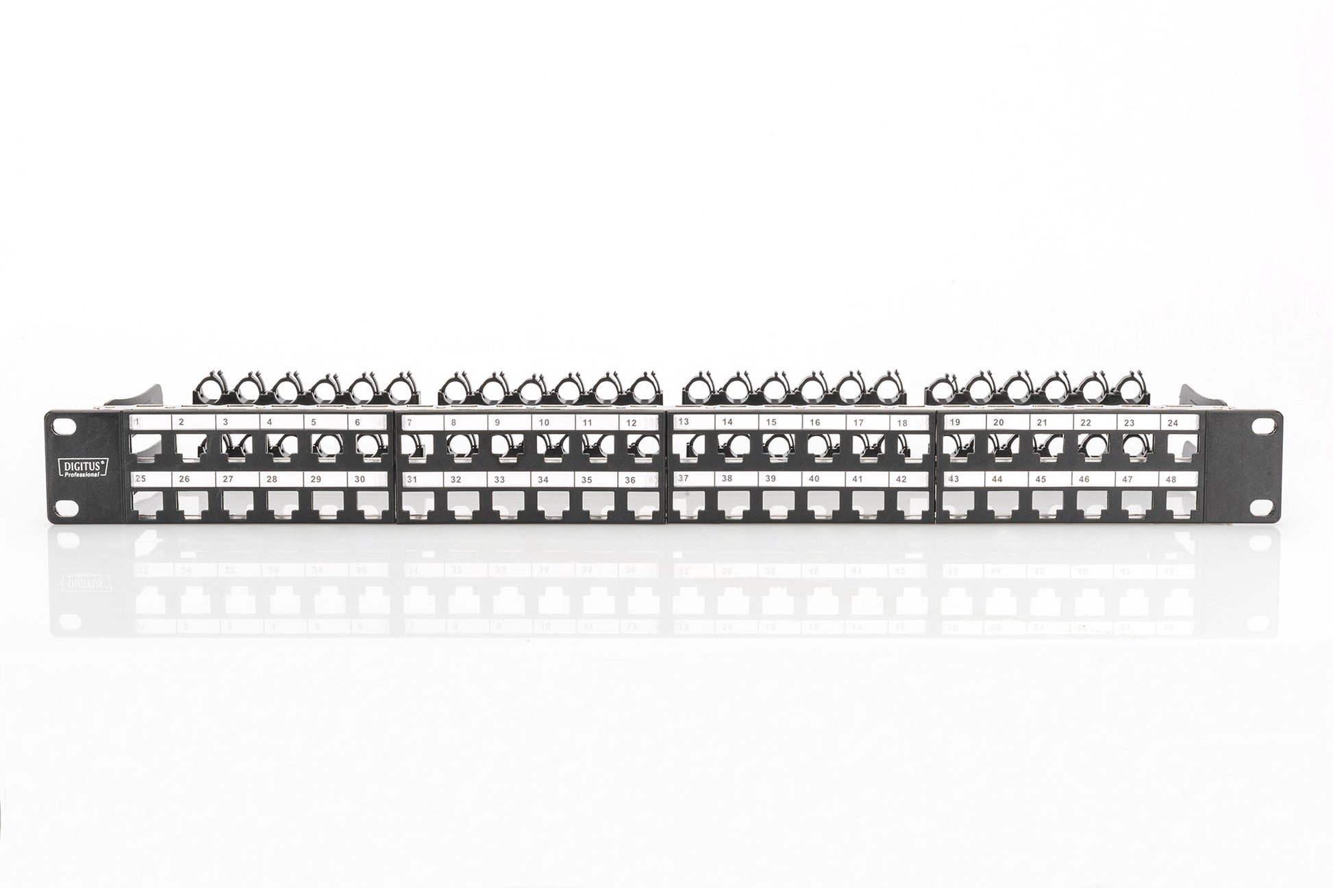 Digitus Patchpanel – modulares High-Density, 48× RJ-45, Cat6a, geschirmt, 1U, Schwarz