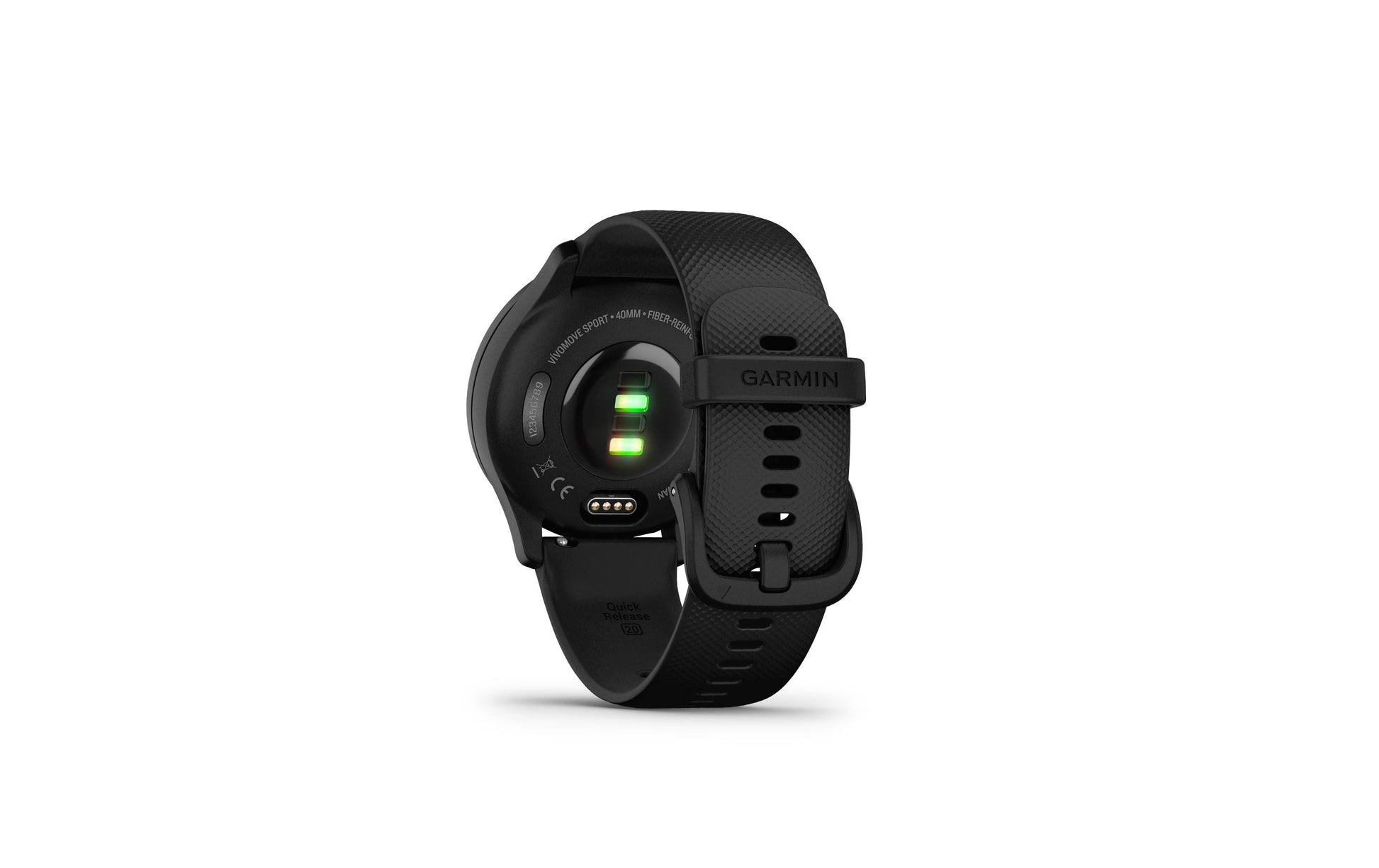 Garmin vivomove Sport – Smartwatch – 40 mm, Connected GPS, Bluetooth, OLED, 5 ATM, Schwarz, Sportarmband