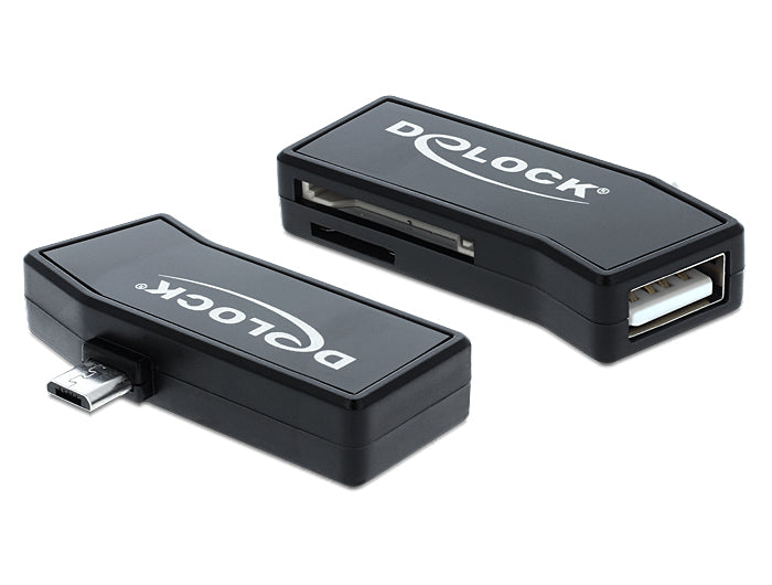 DeLOCK 91730 – Micro-USB OTG Kartenleser – MicroSD/SD/MMC kompatibel, USB 2.0 – Schwarz