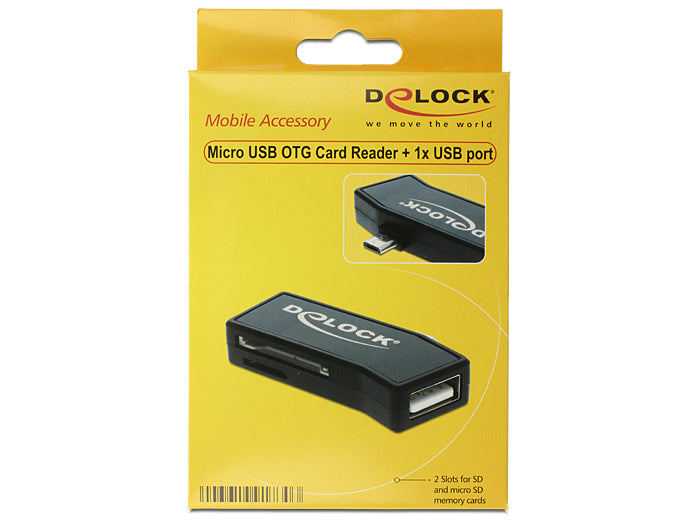 DeLOCK 91730 – Micro-USB OTG Kartenleser – MicroSD/SD/MMC kompatibel, USB 2.0 – Schwarz