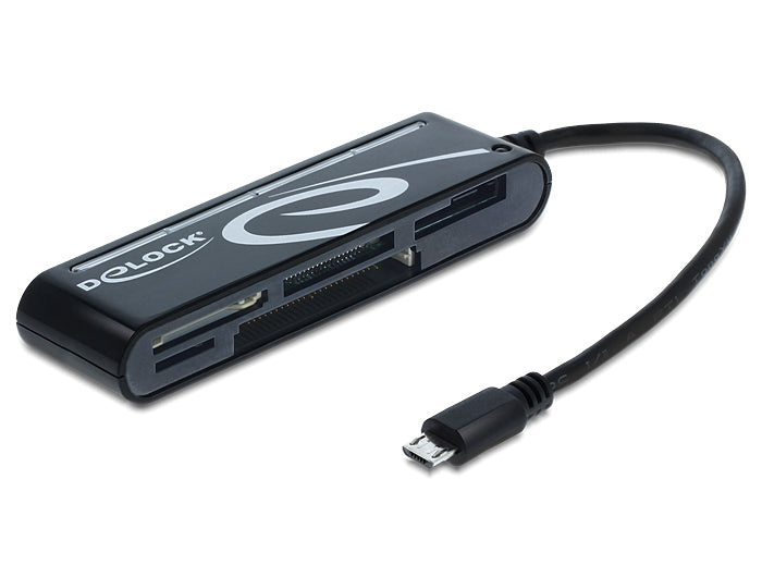 DeLOCK 91732 – Kartenleser (Micro-USB OTG, USB 2.0) – für SD/microSD/CF/MMC/MS – Kabellänge 0,155 m – Schwarz