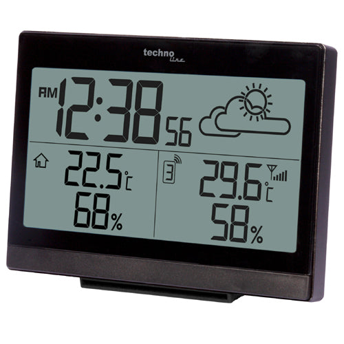 Technoline WS9252 – Wetterstation, innen/aussen, Hygrometer & Thermometer, inkl. Aussensensor – schwarz
