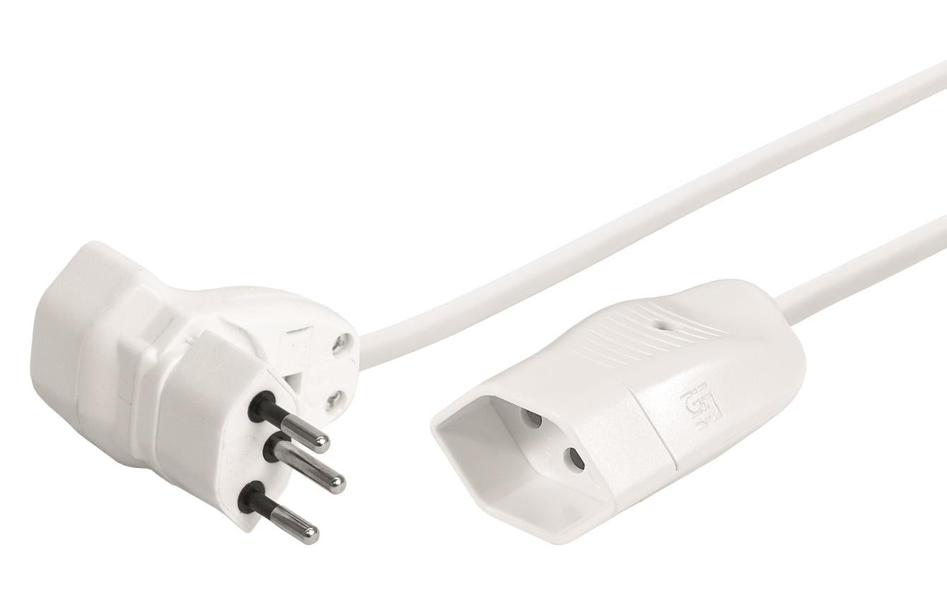 Steffen Verlängerungskabel T12–T13, 3 m, 1 mm², abgewinkelter Stecker – weiss
