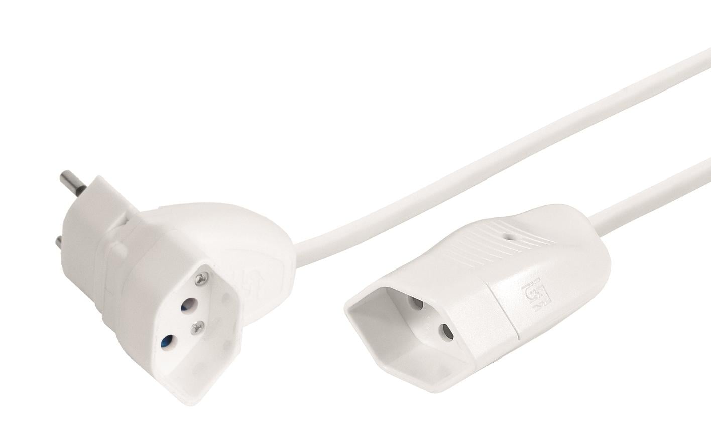 Steffen Verlängerungskabel T12–T13, 3 m, 1 mm², abgewinkelter Stecker – weiss