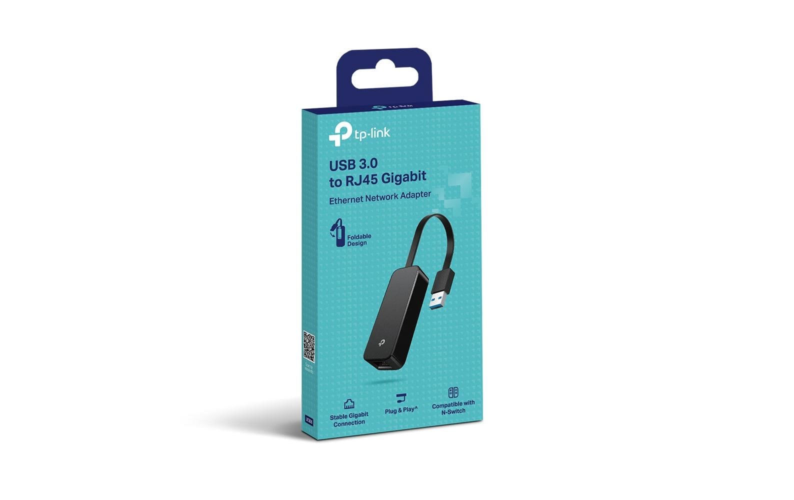 TP-Link Netzwerkadapter USB-A zu RJ-45 – 1 Gbit/s, USB 3.2 Gen 1 (5 Gbit/s), Plug & Play, Schwarz