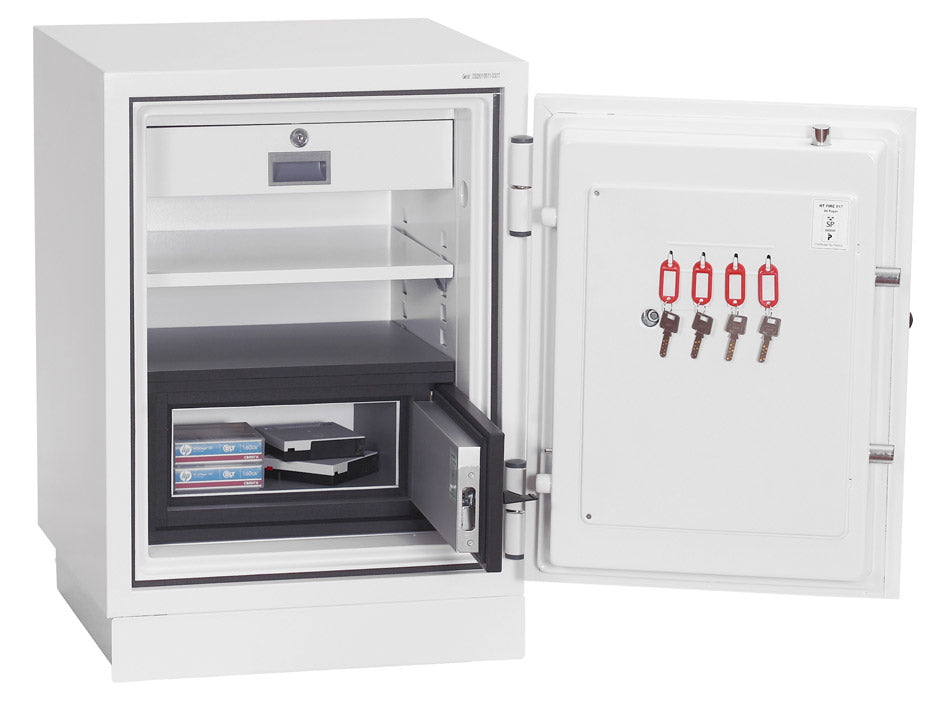Phoenix Safe Co. Feuerschutzbox DATACOMBI DS2501E – Elektronikschloss – 63 l – Feuerschutz 90 min – Weiss