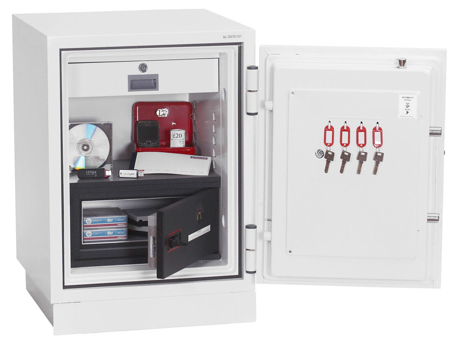 Phoenix Safe Co. Feuerschutzbox DATACOMBI DS2501E – Elektronikschloss – 63 l – Feuerschutz 90 min – Weiss