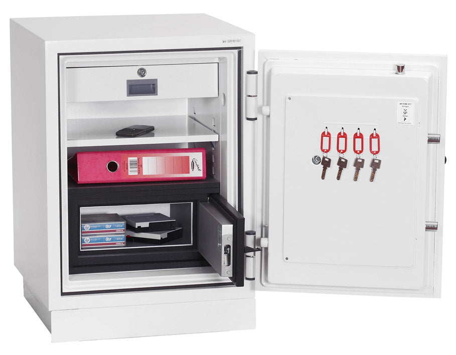 Phoenix Safe Co. Feuerschutzbox DATACOMBI DS2501E – Elektronikschloss – 63 l – Feuerschutz 90 min – Weiss