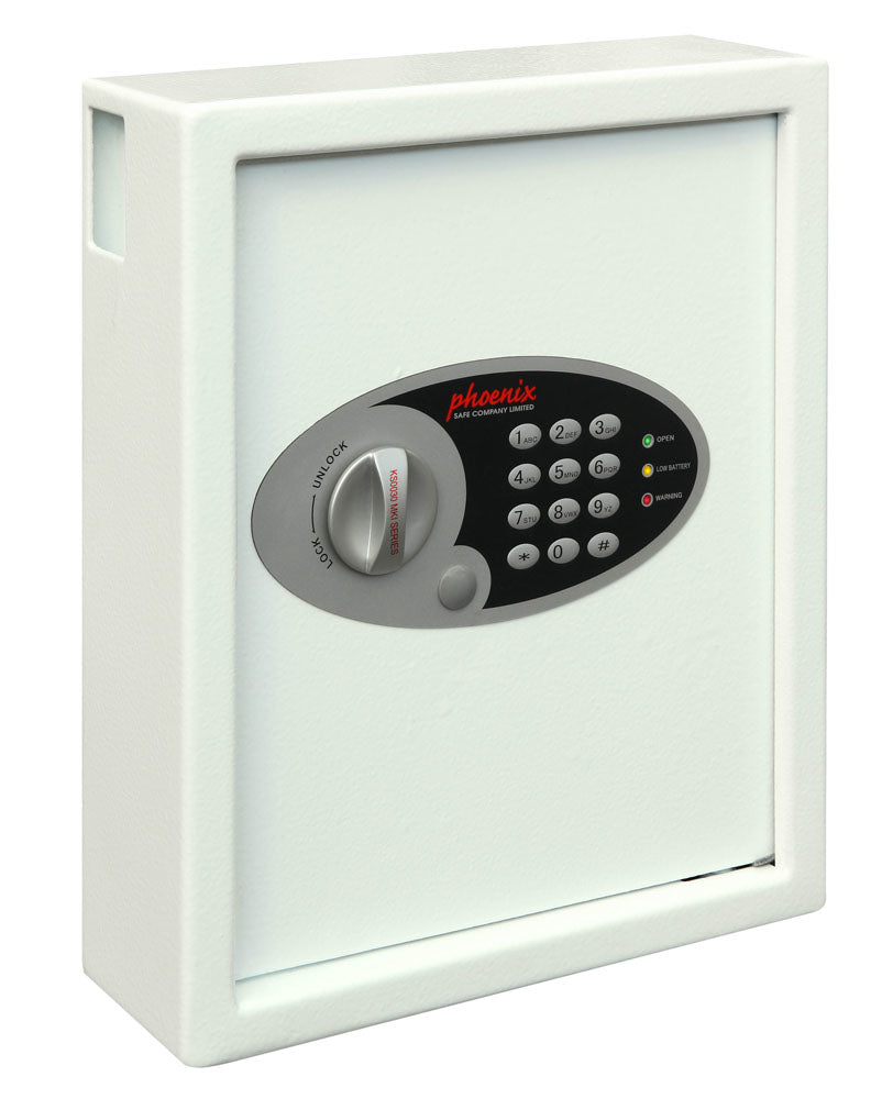 Phoenix Safe Co. Phoenix CYGNUS KS0032E MKII – Schlüsseltresor, Elektronikschloss, für 48 Schlüssel, 300 × 100 × 360 mm, Weiss