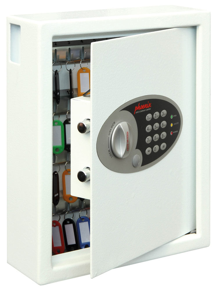 Phoenix Safe Co. Phoenix CYGNUS KS0032E MKII – Schlüsseltresor, Elektronikschloss, für 48 Schlüssel, 300 × 100 × 360 mm, Weiss