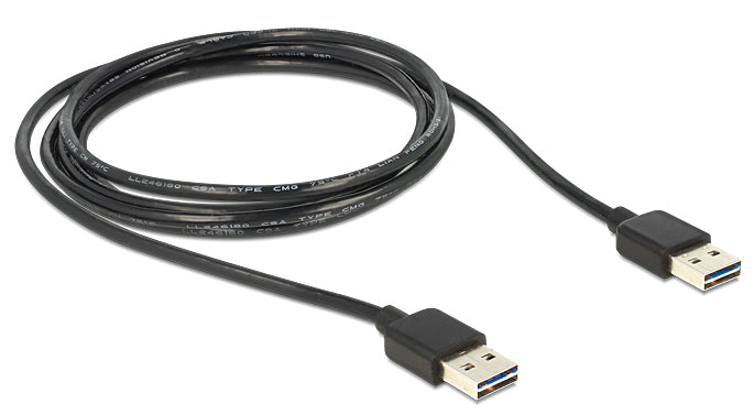 DeLOCK USB-A auf USB-A Kabel – USB 2.0 (480 Mbit/s) – 5 m – Goldstecker – Schwarz